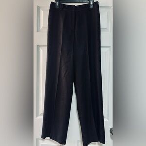 $295 Neiman Marcus Black Women's Silk Woven Straight Leg Pants Size 10